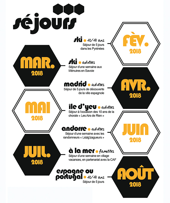 Les séjours prévus en 2018 Les séjours prévus en 2018