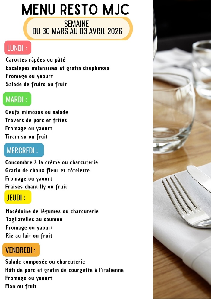 Menu de la semaine Menu de la semaine