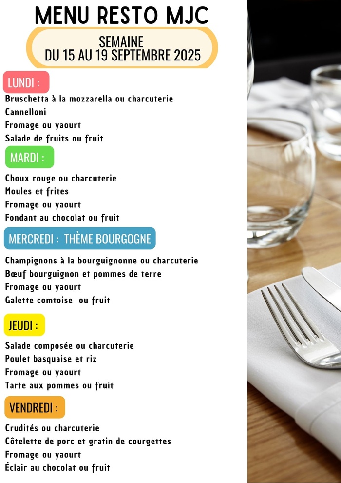 Menu de la semaine