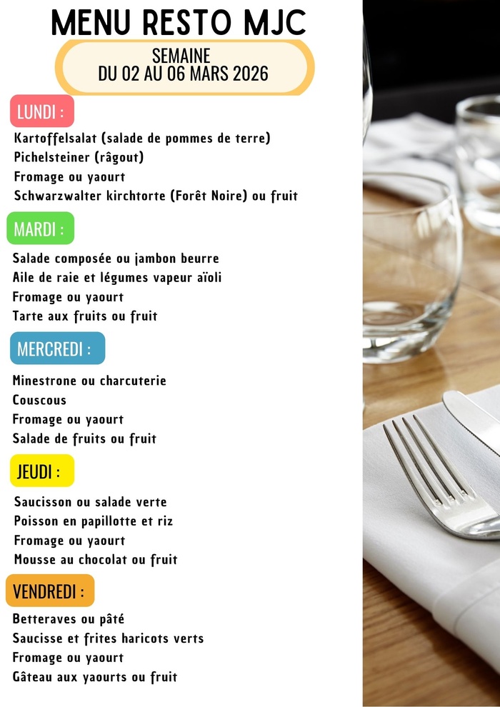 Menu de la semaine Menu de la semaine