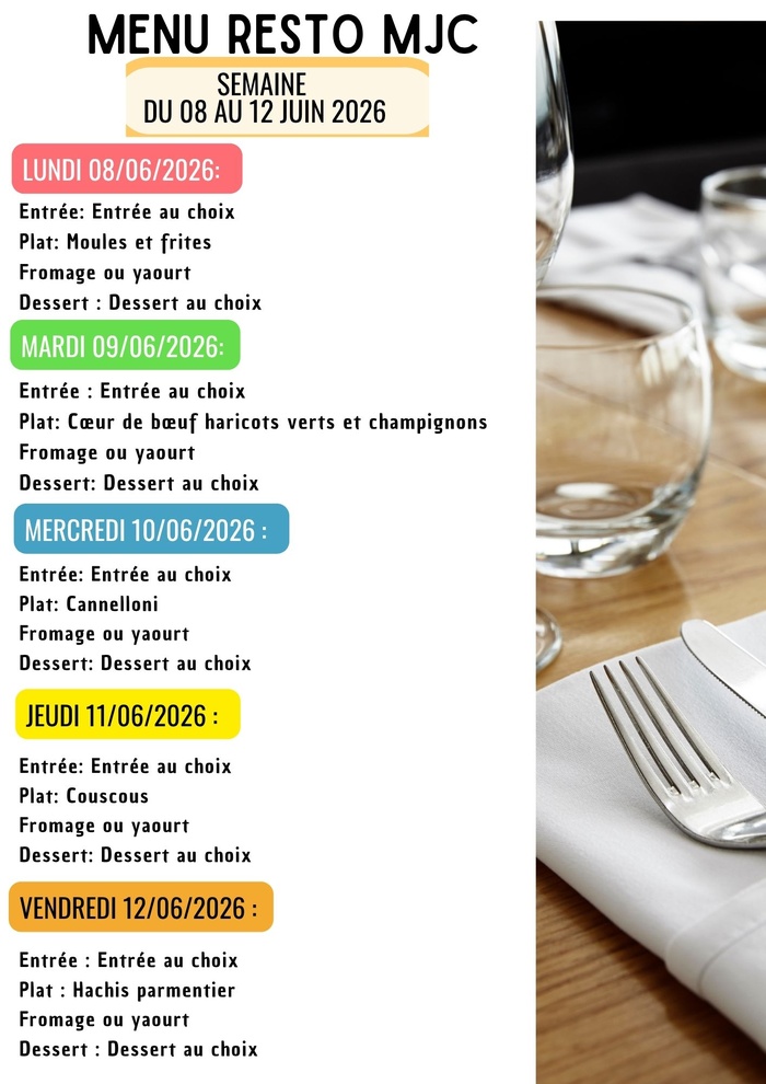 Menu de la semaine Menu de la semaine