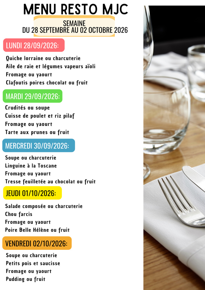 Menu de la semaine Menu de la semaine