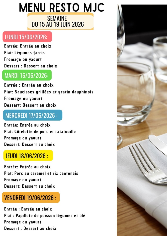 Menu de la semaine