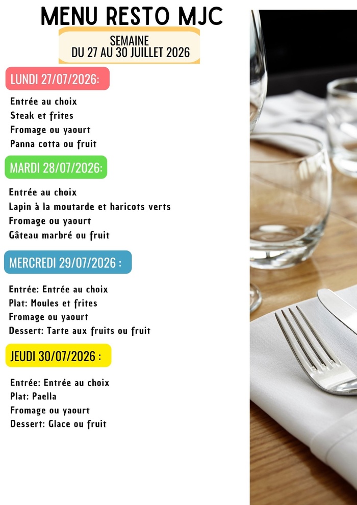Menu de la semaine Menu de la semaine