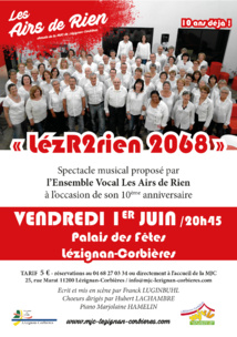 VENDREDI 1erJUIN >> Comédie musicale « Les Airs de Rien 2068 » VENDREDI 1erJUIN >> Comédie musicale « Les Airs de Rien 2068 »