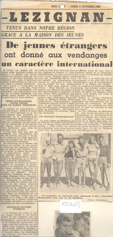 Historique du camp international de vendanges