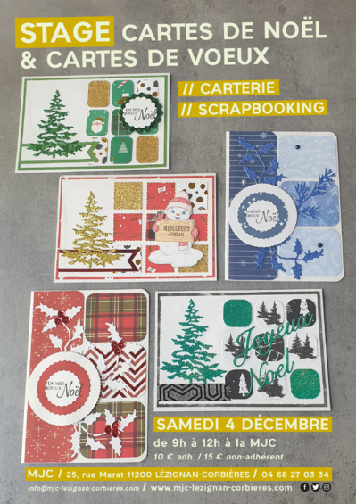 Stage cartes de noël & cartes de voeux, le 04/12 Stage cartes de noël & cartes de voeux, le 04/12