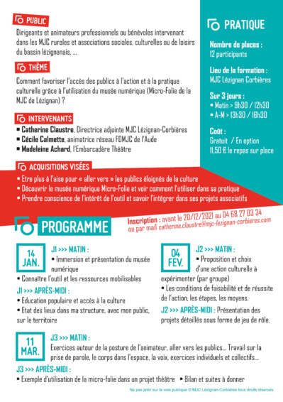 Art et Micro-Folie en ruralité, stage de formation gratuit début 2022 Art et Micro-Folie en ruralité, stage de formation gratuit début 2022