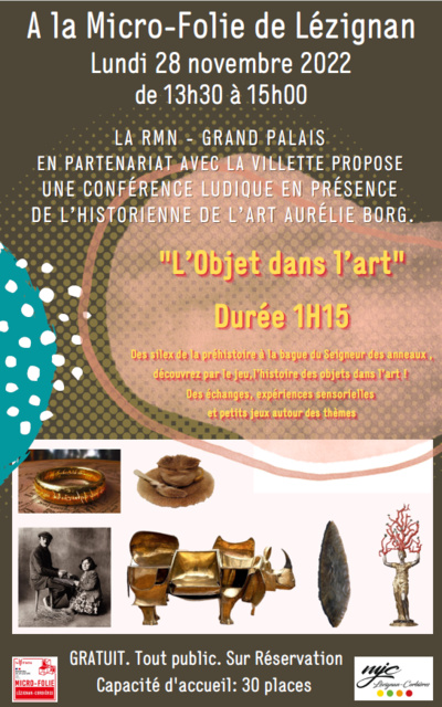 Une conférencière du Grand Palais à la MJC lundi 28 novembre Une conférencière du Grand Palais à la MJC lundi 28 novembre