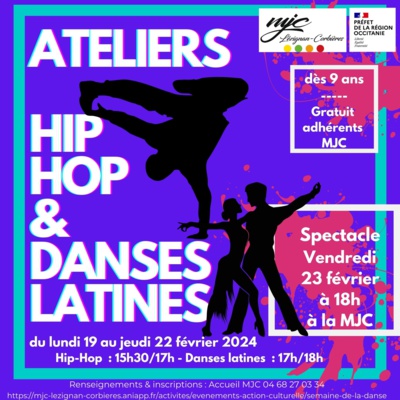 Atelier HIP HOP et danses latines à la MJC