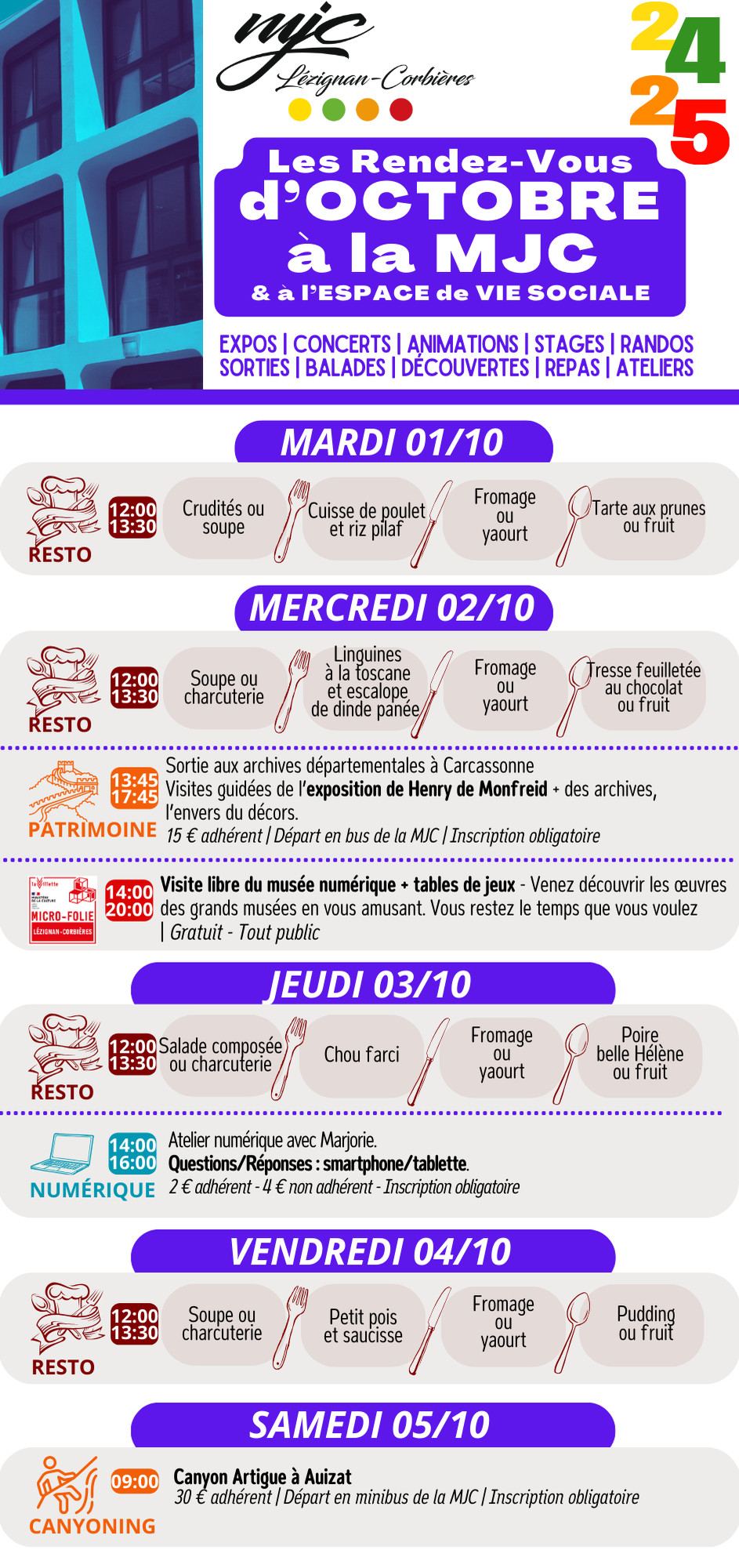 LES RENDEZ-VOUS DE LA MJC | Octobre 2024 LES RENDEZ-VOUS DE LA MJC | Octobre 2024