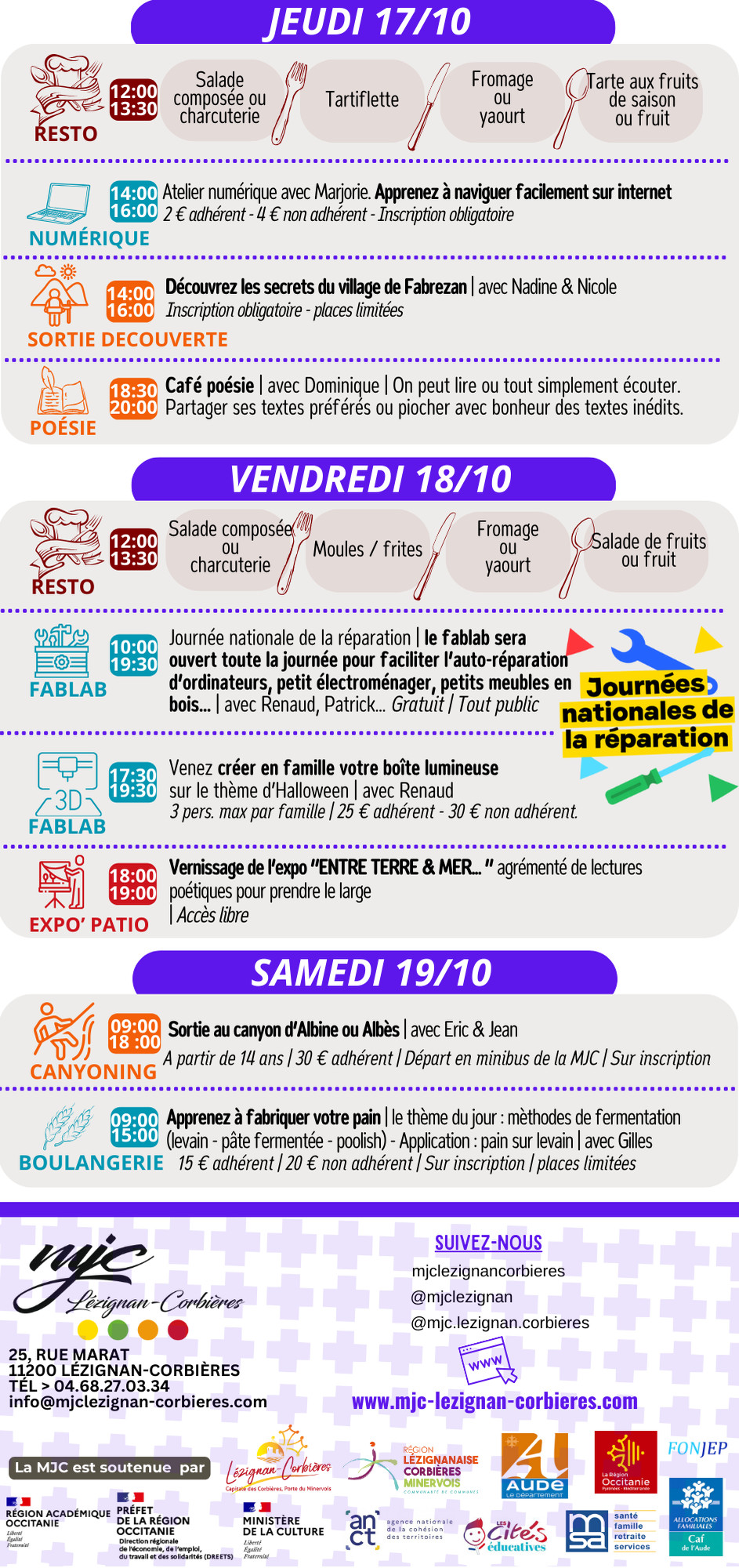 LES RENDEZ-VOUS DE LA MJC | Octobre 2024 LES RENDEZ-VOUS DE LA MJC | Octobre 2024
