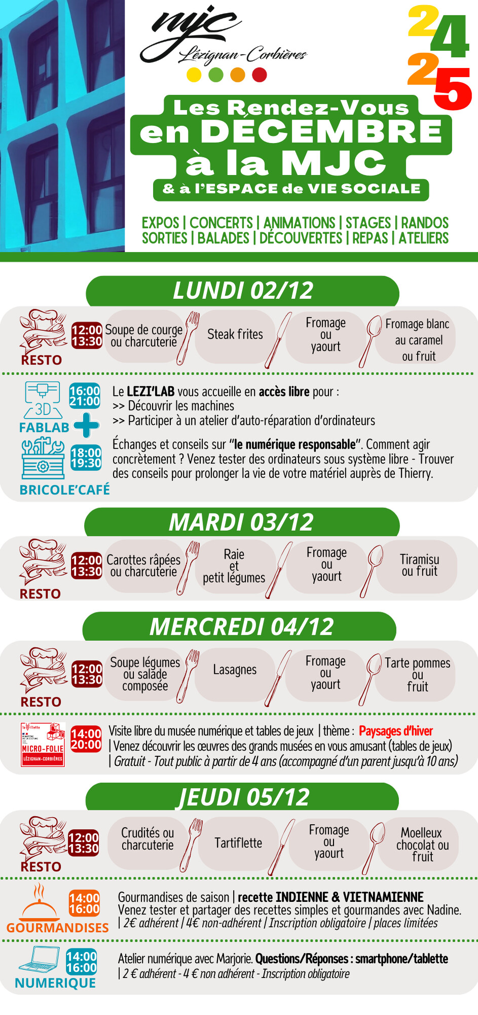 LES RENDEZ-VOUS DE LA MJC | Décembre 2024 LES RENDEZ-VOUS DE LA MJC | Décembre 2024