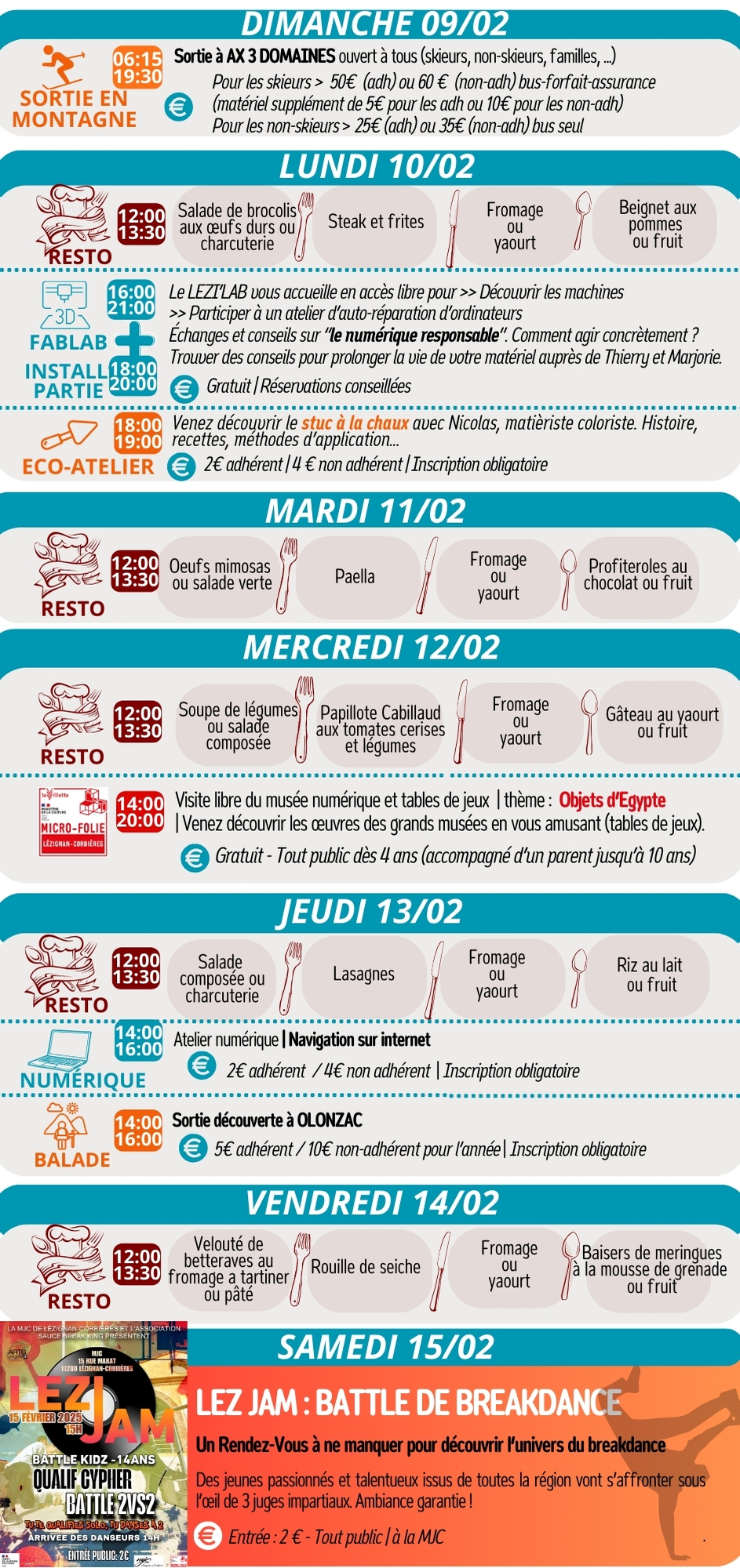 LES RENDEZ-VOUS DE LA MJC | Février 2025 LES RENDEZ-VOUS DE LA MJC | Février 2025