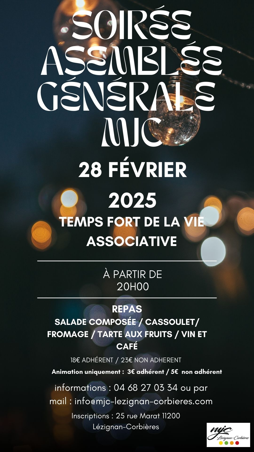 ASSEMBLEE GENERALE DE LA MJC ASSEMBLEE GENERALE DE LA MJC