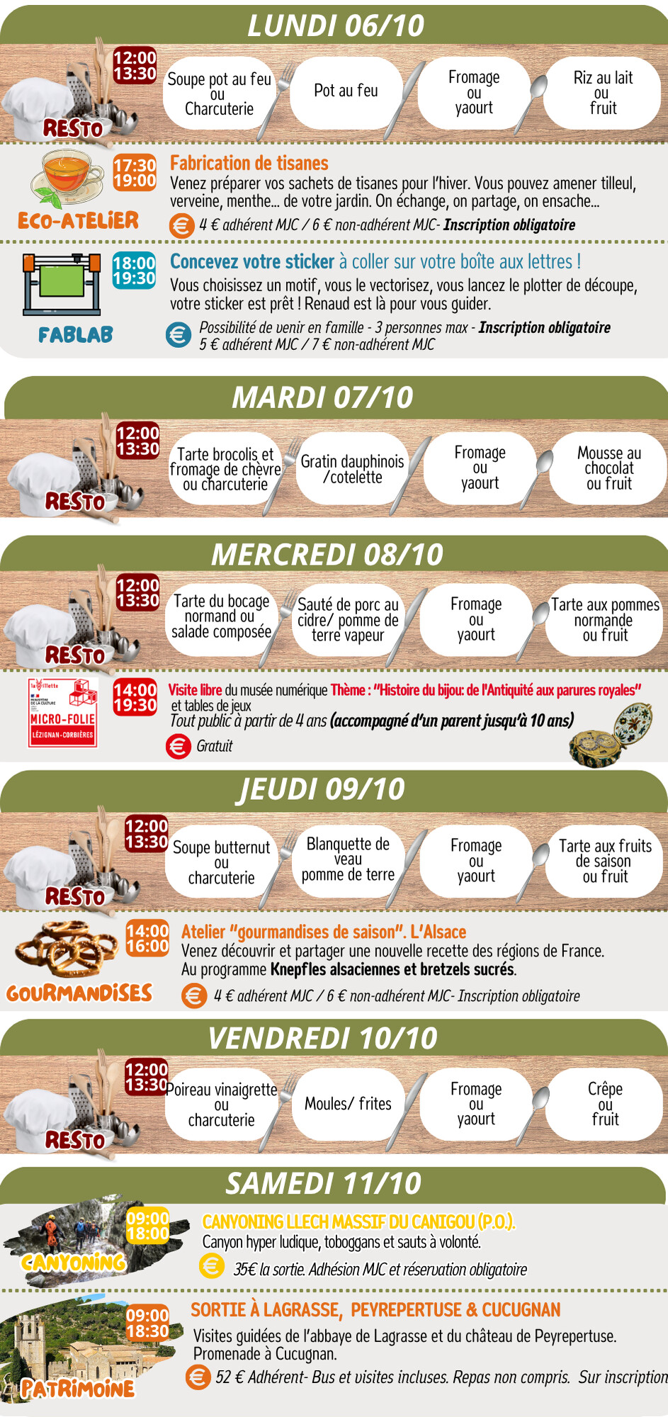 L'AGENDA d'OCTOBRE