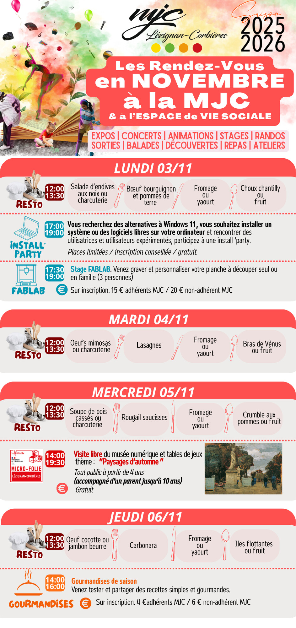 LES RENDEZ-VOUS DE LA MJC | Novembre 2025 LES RENDEZ-VOUS DE LA MJC | Novembre 2025