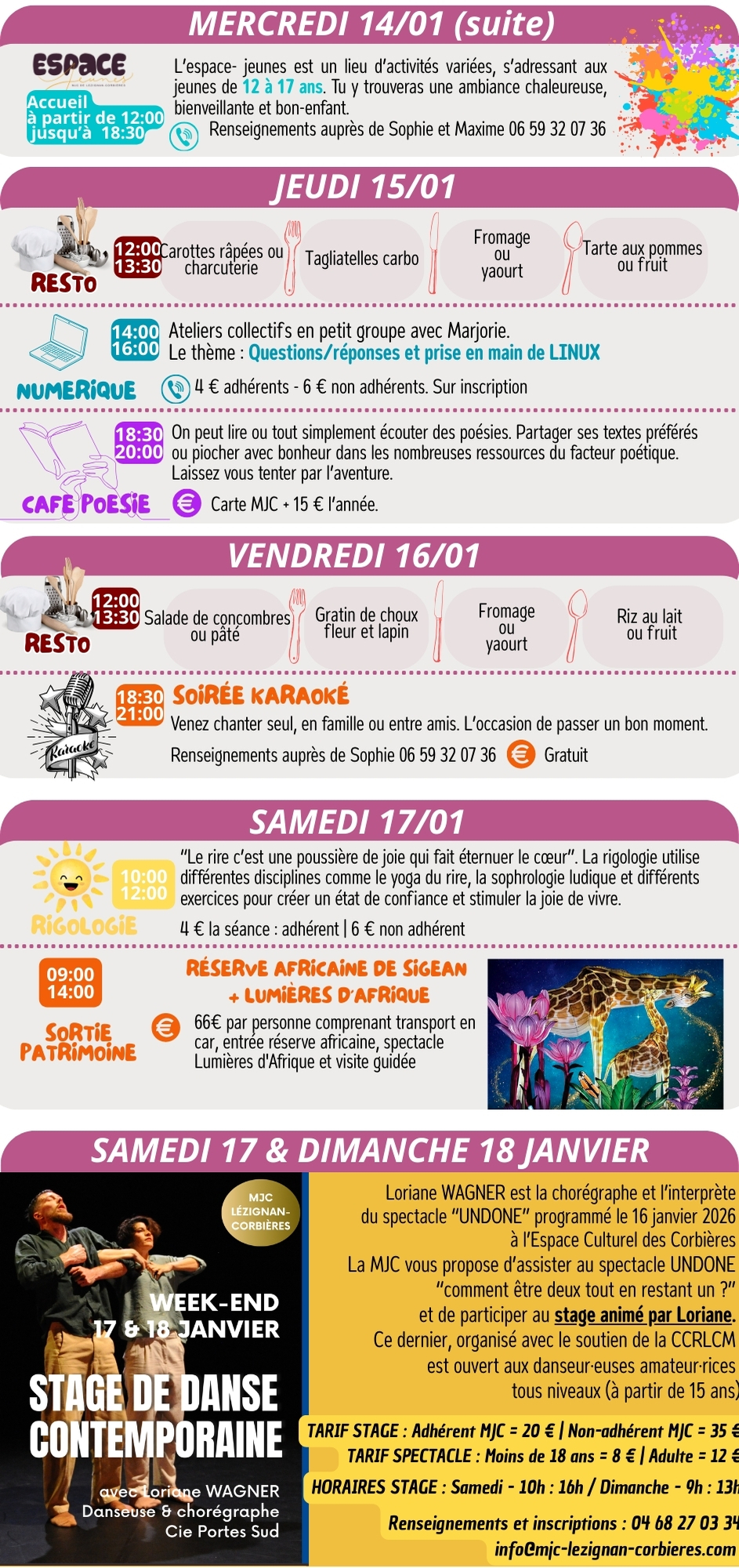 LES RENDEZ-VOUS DE LA MJC | Janvier 2026