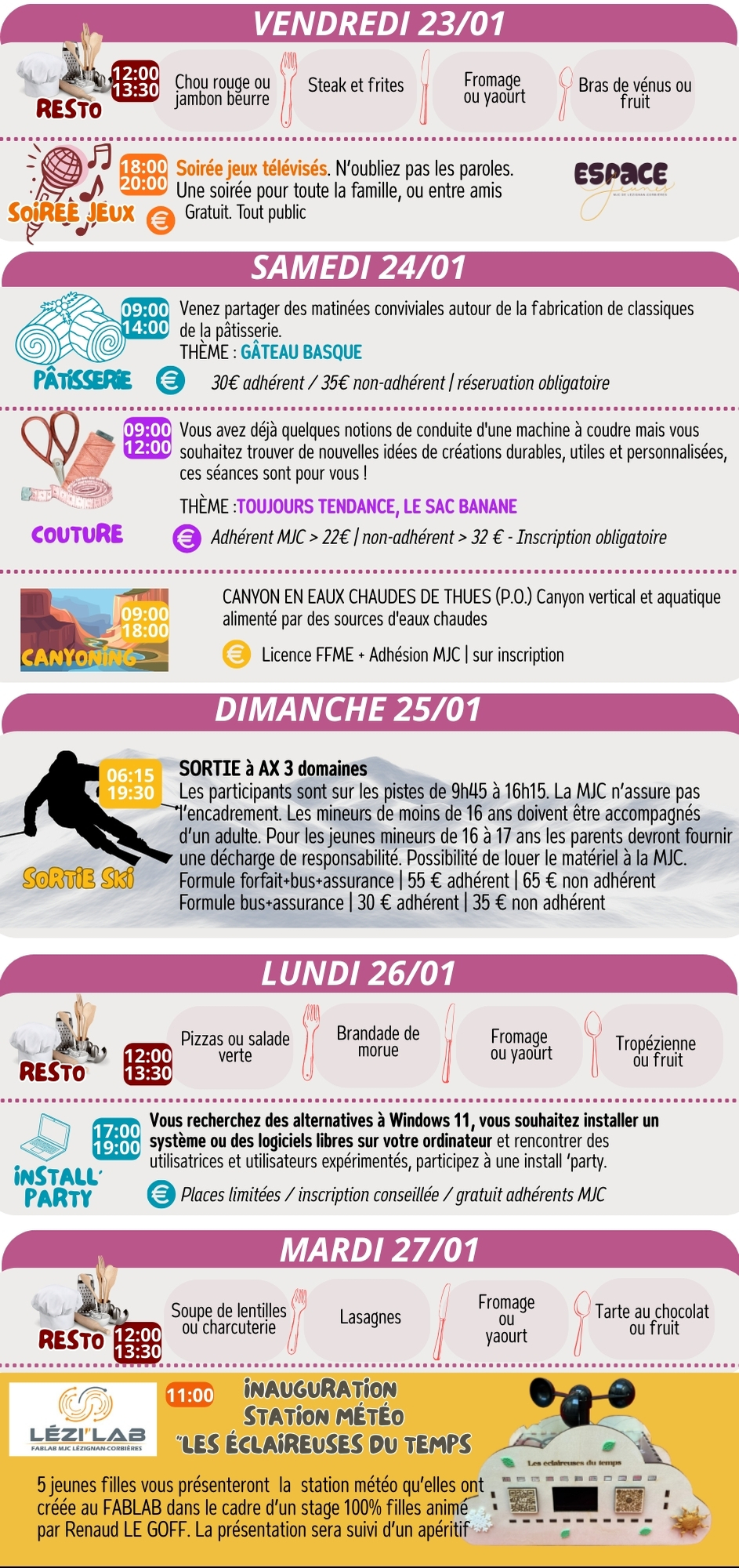 LES RENDEZ-VOUS DE LA MJC | Janvier 2026