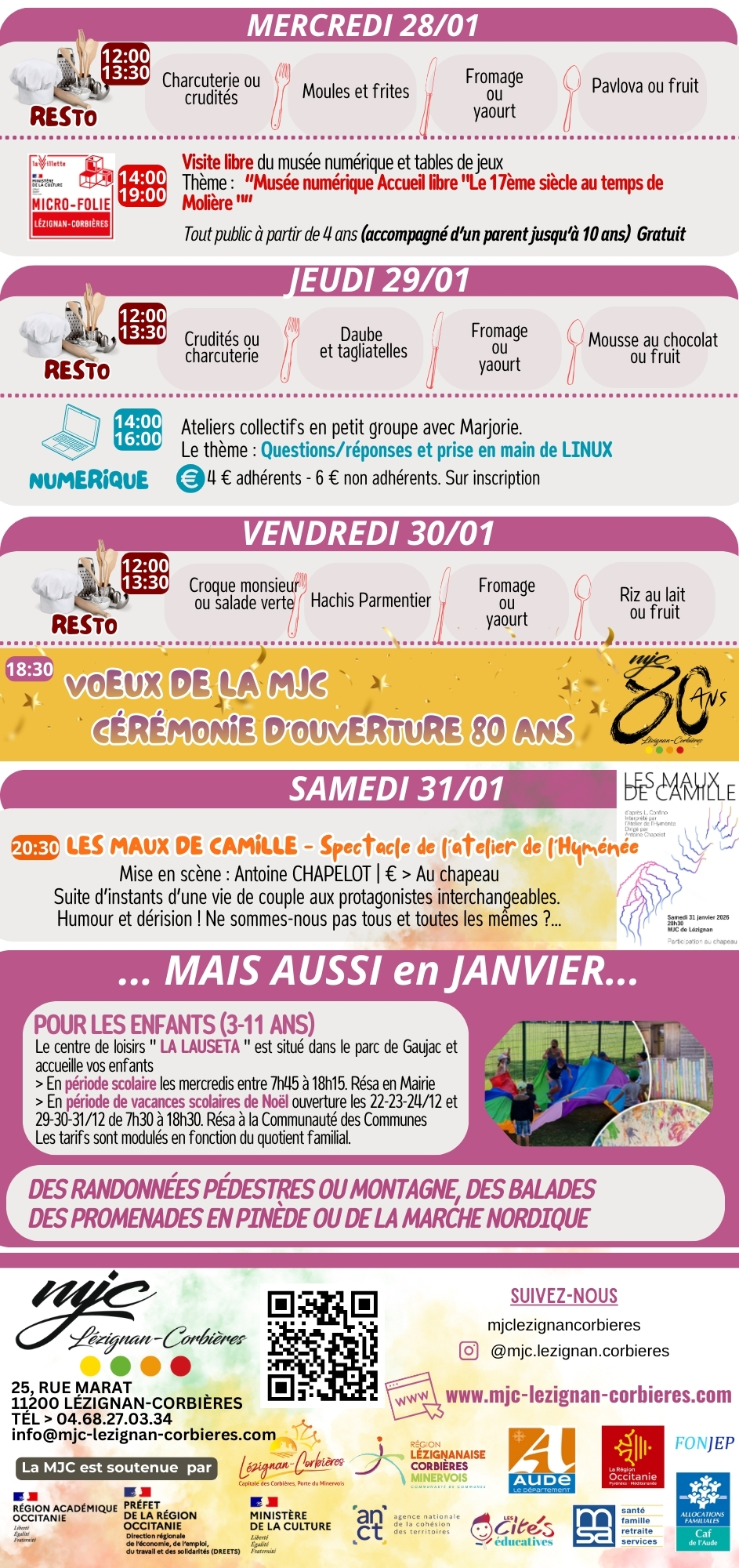 LES RENDEZ-VOUS DE LA MJC | Janvier 2026