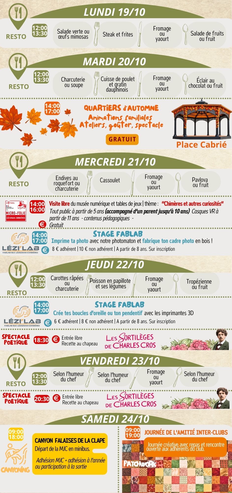 LES RENDEZ-VOUS DE LA MJC | Octobre 2026