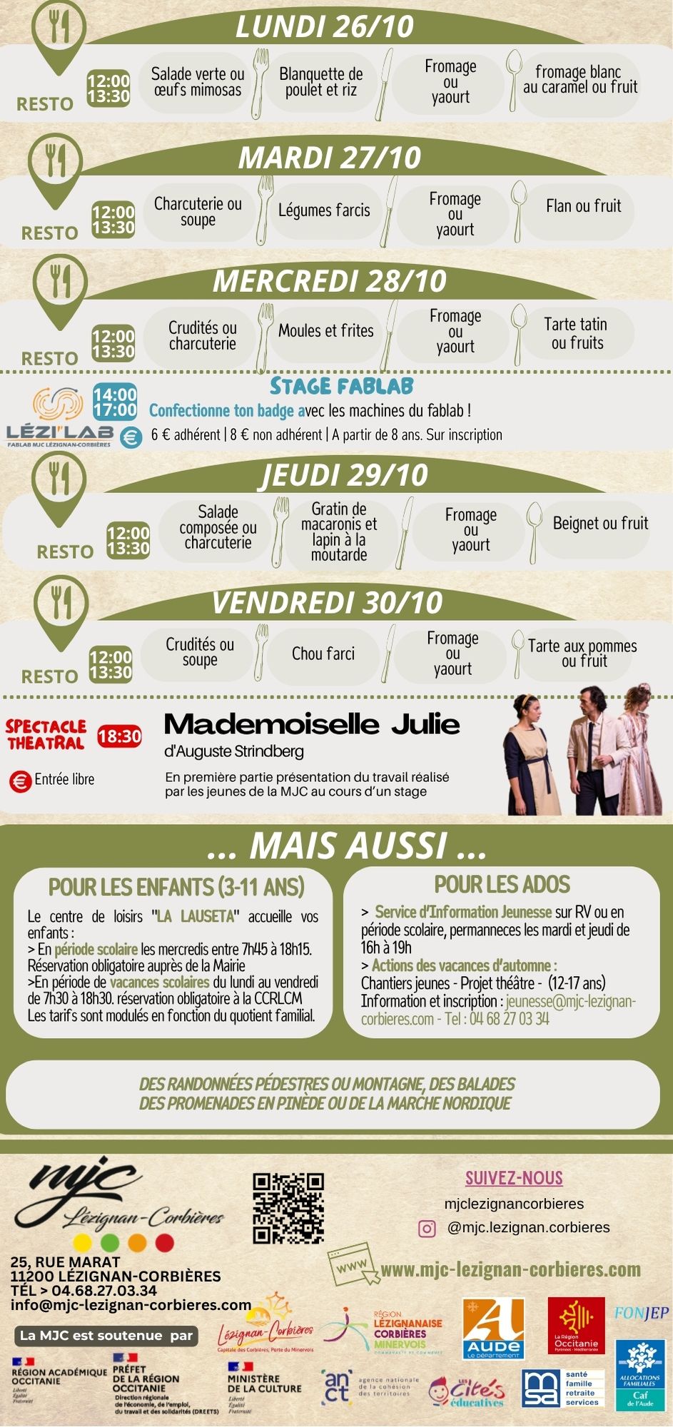 LES RENDEZ-VOUS DE LA MJC | Octobre 2026