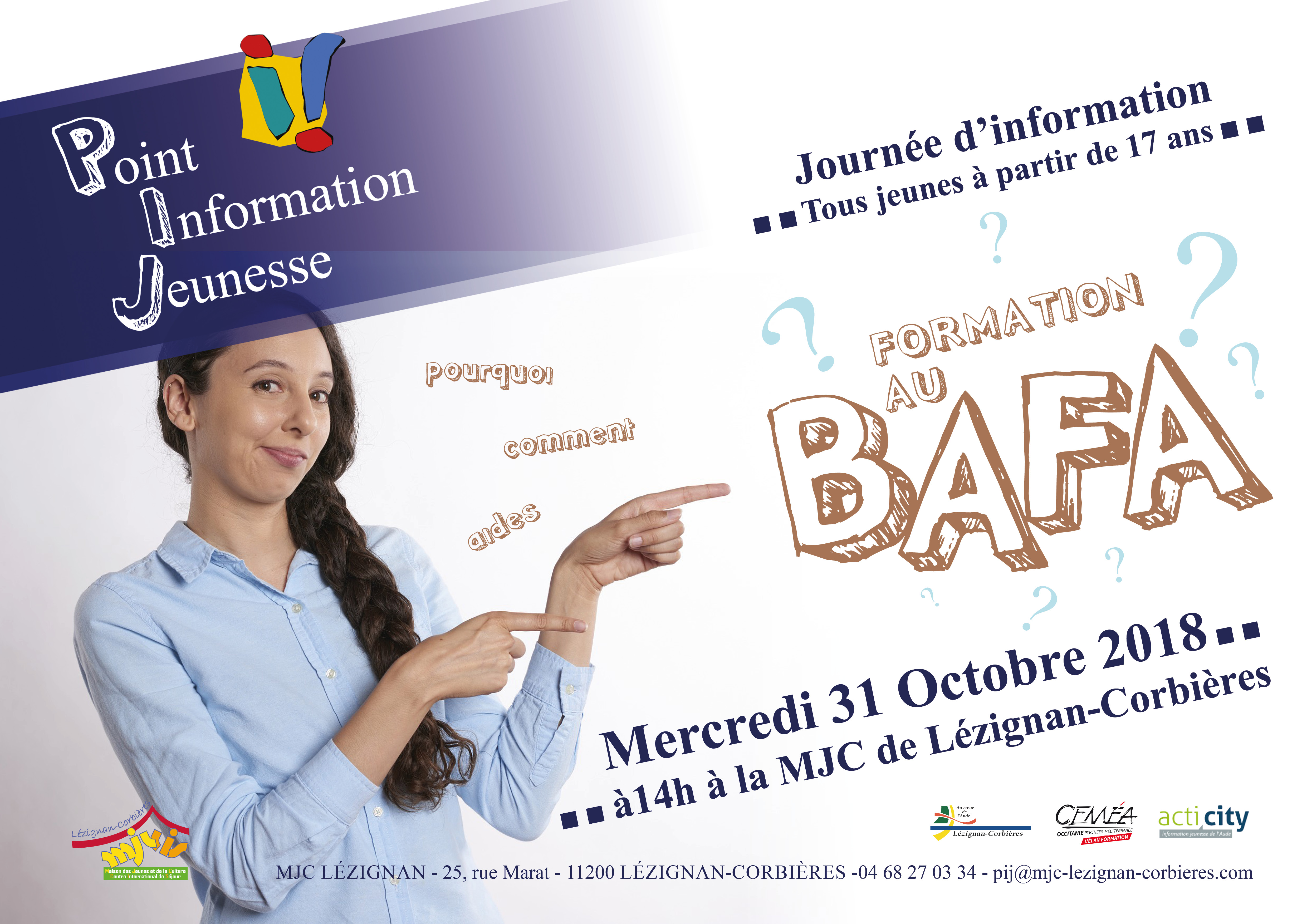 Journée d’information de formation au BAFA >> Mercredi 31 Octobre 2018