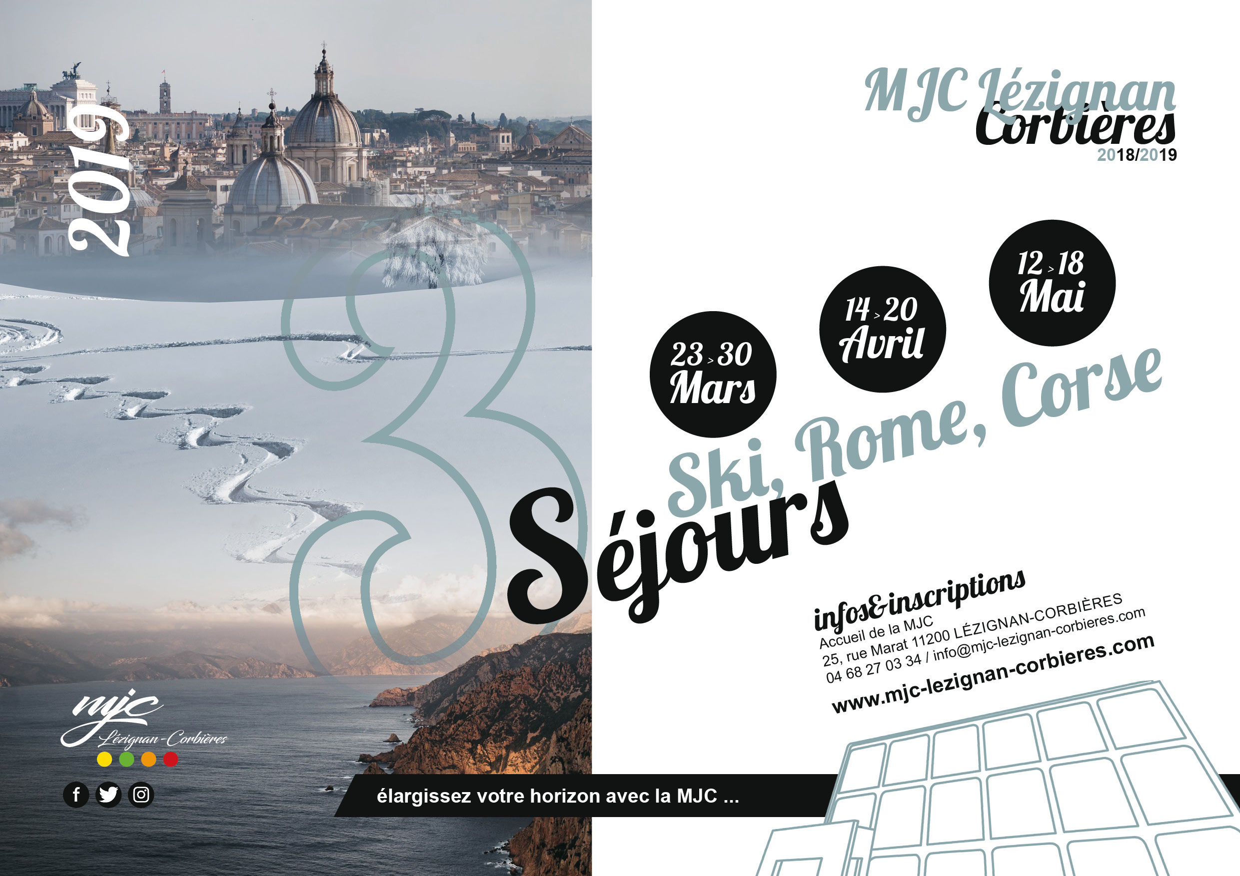 Les séjours de la saison 2018-2019