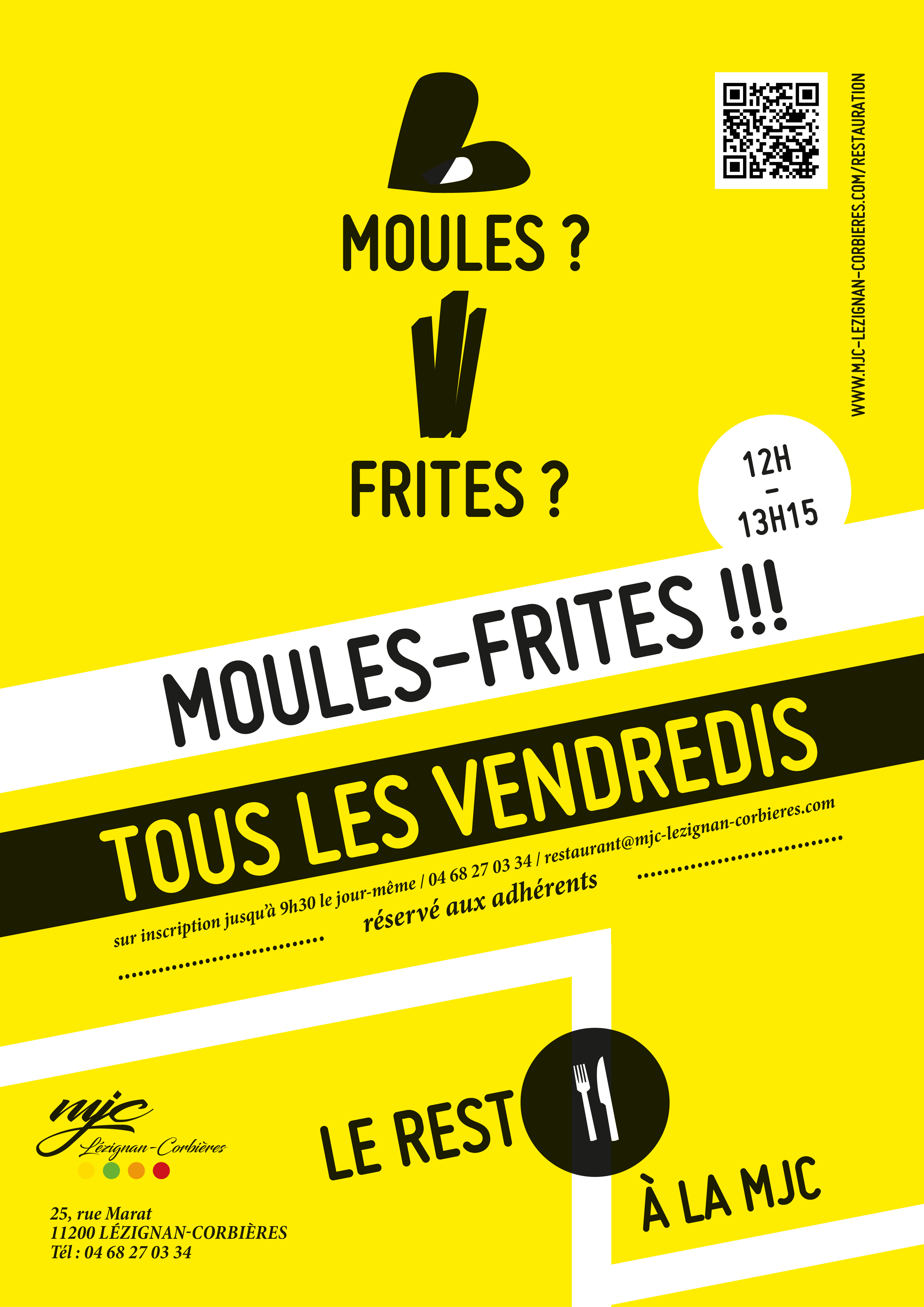 Le vendredi, c'est moules-frites au REST'O ! Le vendredi, c'est moules-frites au REST'O !