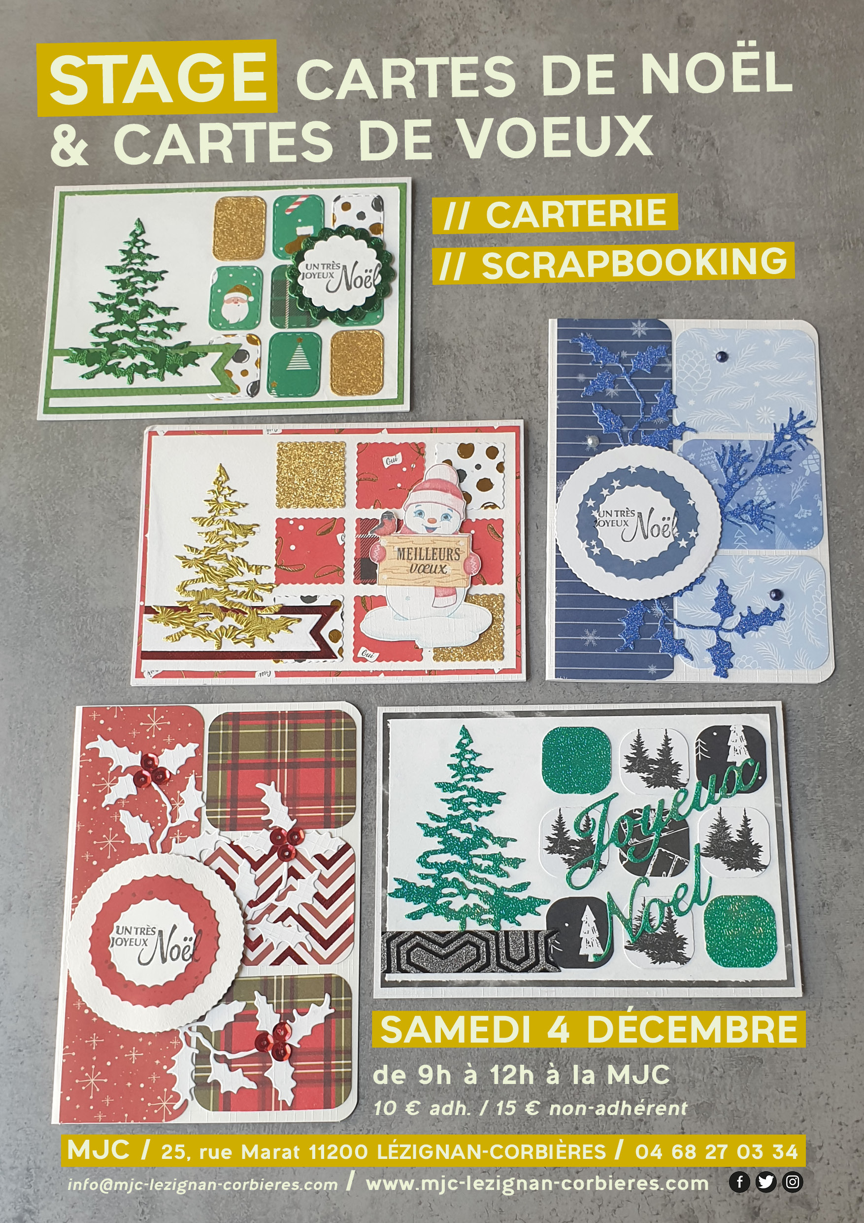 Stage cartes de noël & cartes de voeux, le 04/12 Stage cartes de noël & cartes de voeux, le 04/12