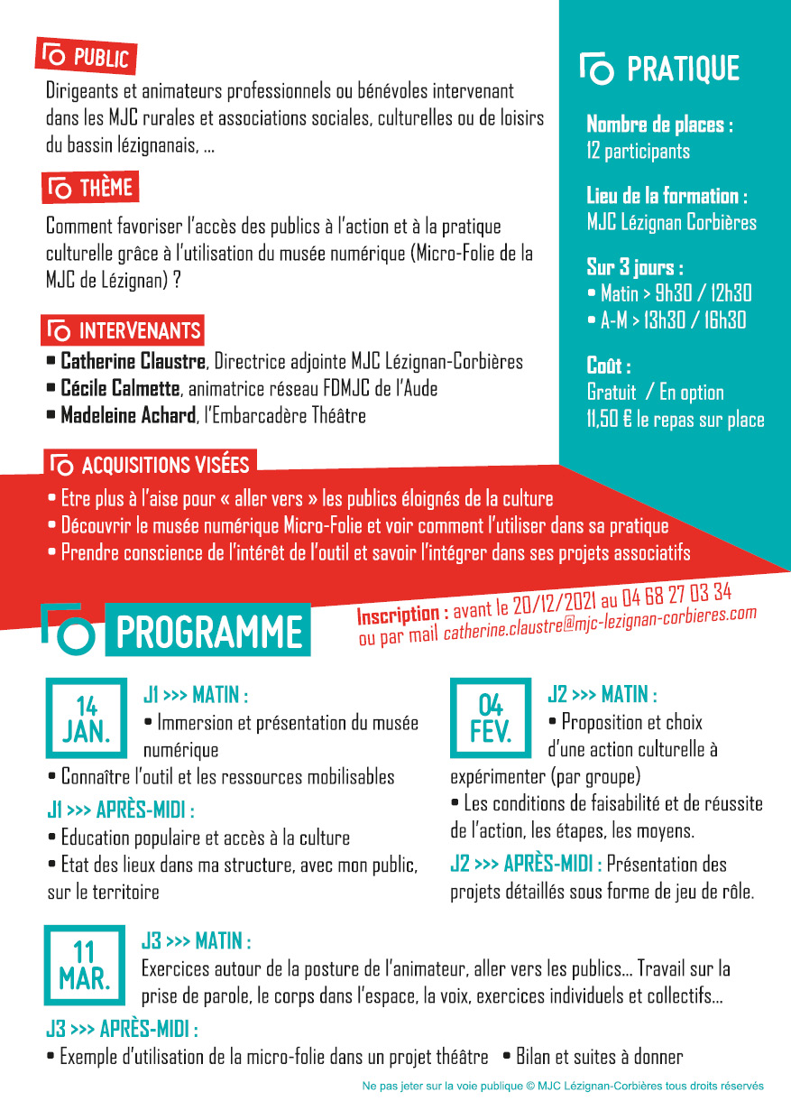 Art et Micro-Folie en ruralité, stage de formation gratuit début 2022 Art et Micro-Folie en ruralité, stage de formation gratuit début 2022