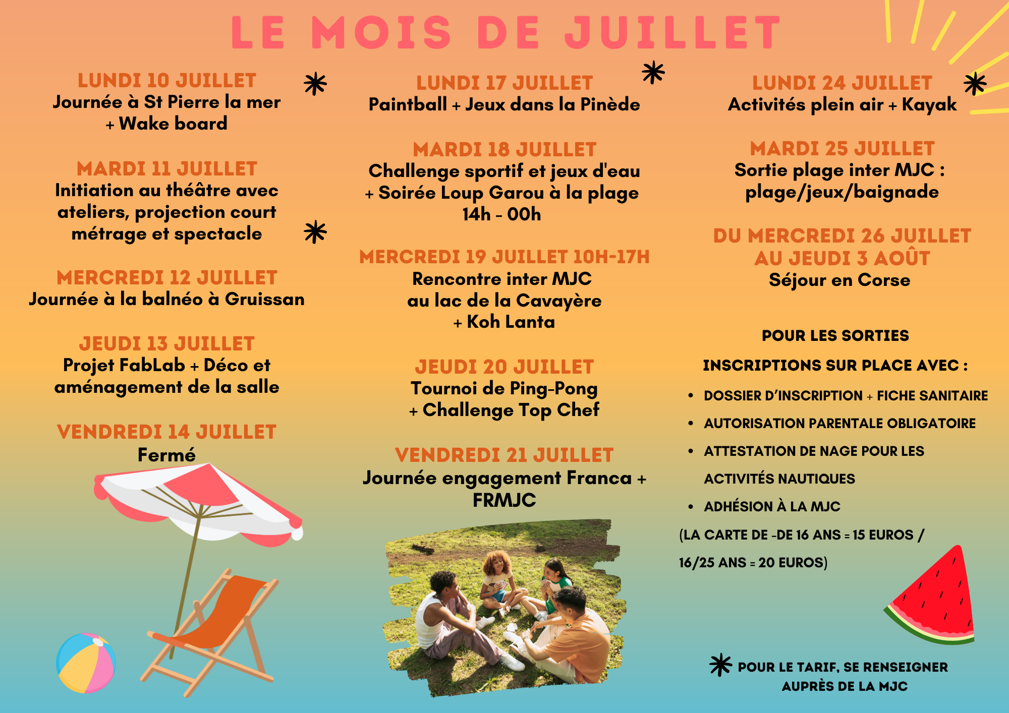 JEUNESSE > Programme d'été pour le 12-17 ans