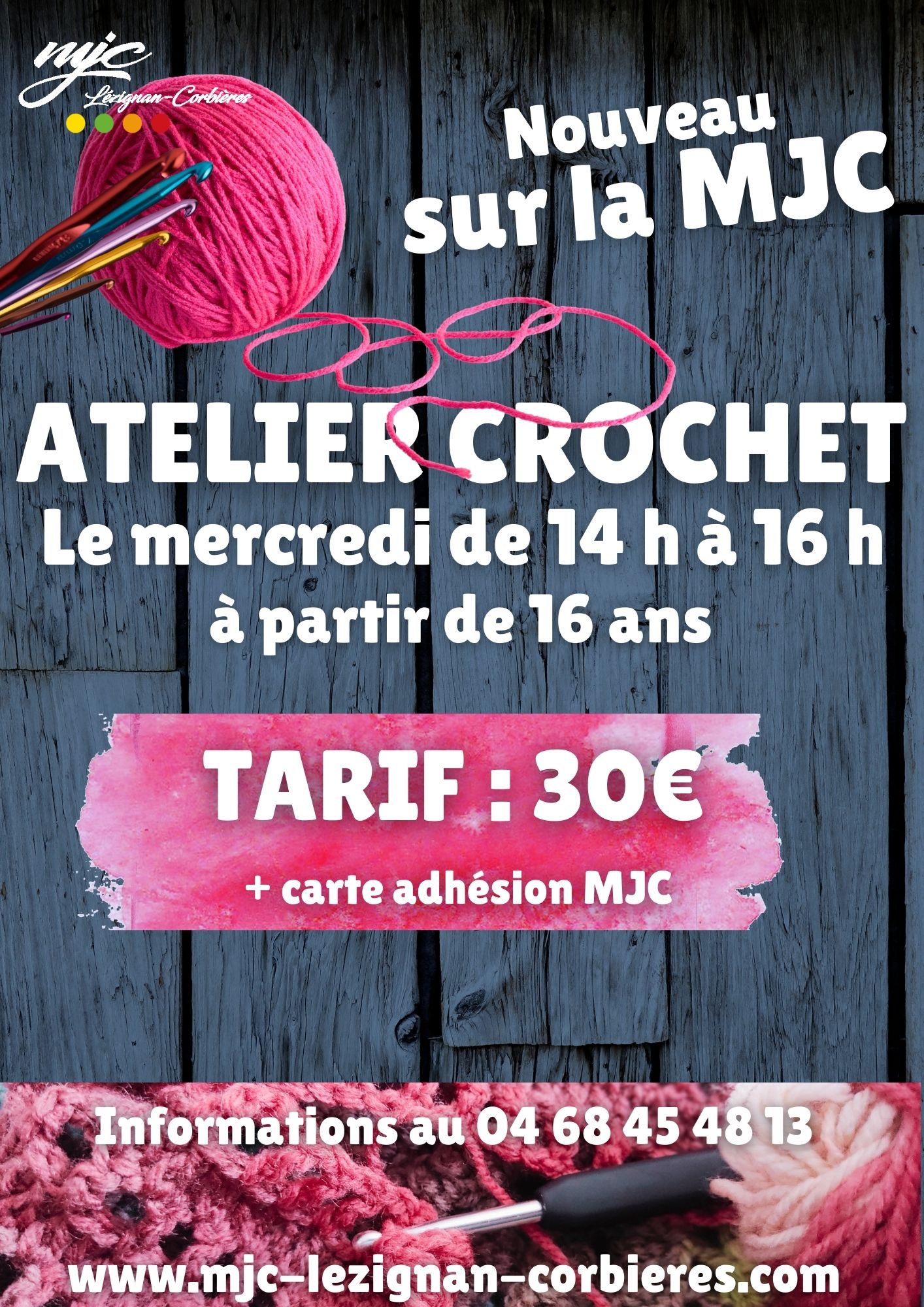 NOUVEAU !! Atelier crochet à la MJC