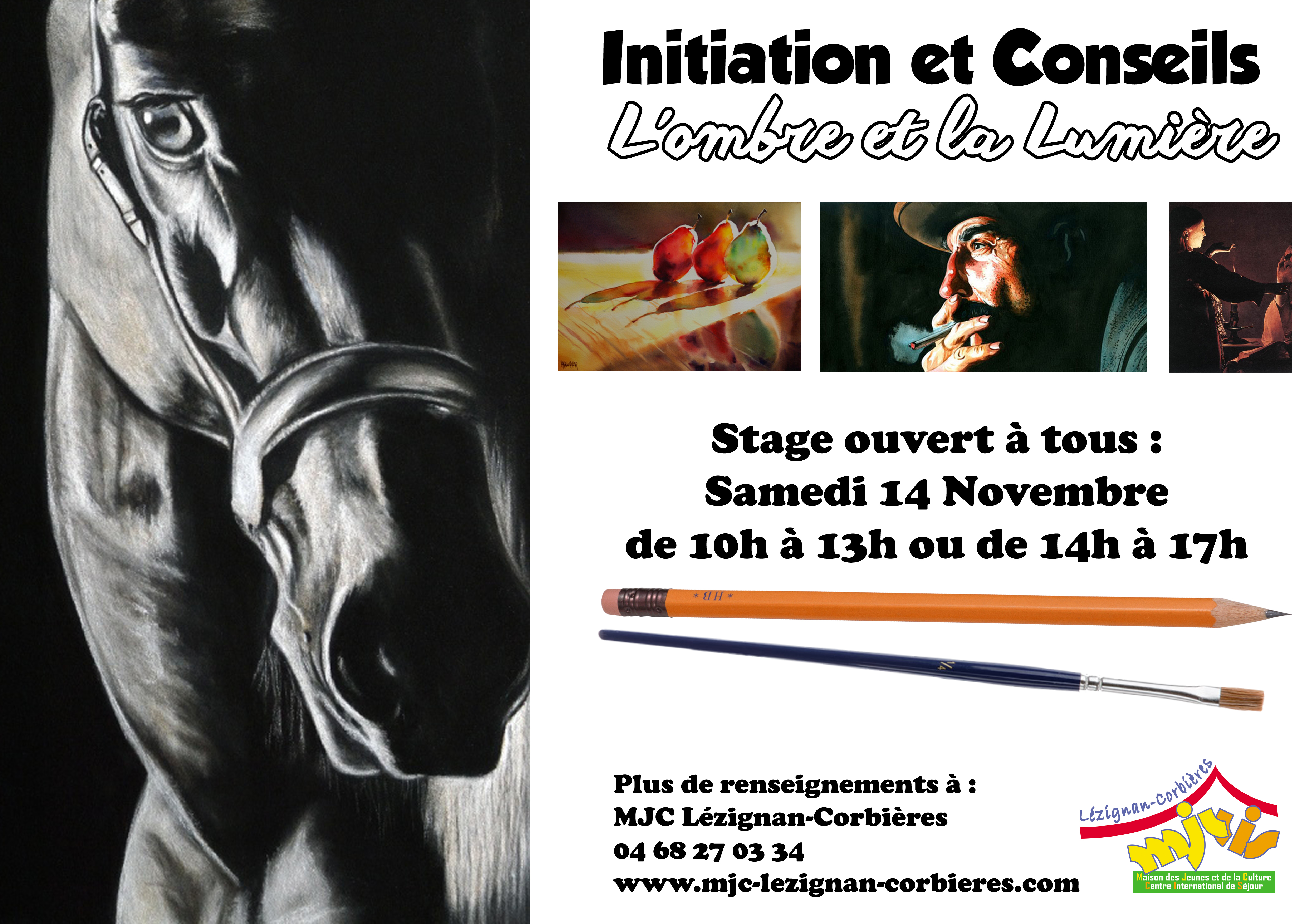 SAMEDI 14 NOVEMBRE >> INITIATION ET CONSEILS : L'OMBRE ET LA LUMIÈRE (DESSIN/PEINTURE)