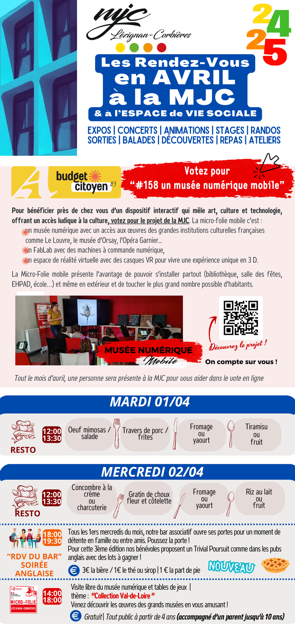 LES RENDEZ-VOUS DE LA MJC | AVRIL 2025