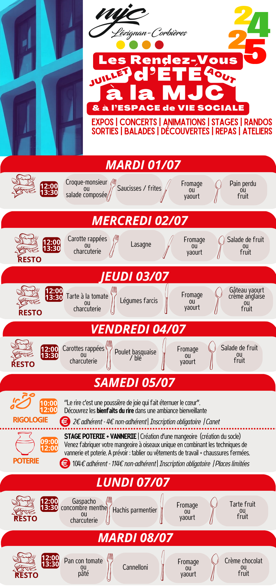 LES RENDEZ-VOUS DE LA MJC | Juillet & Août 2025