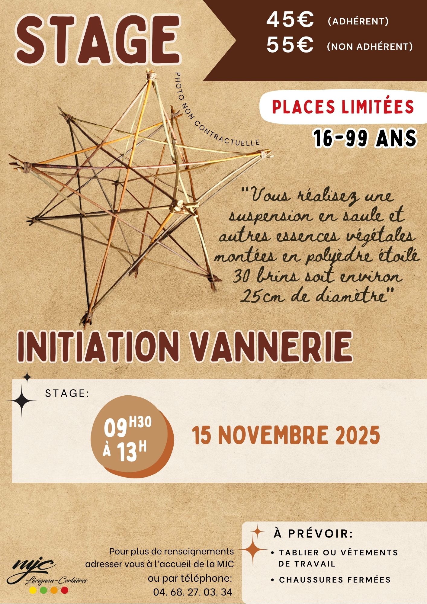 STAGE VANNERIE SUSPENSION ETOILEE