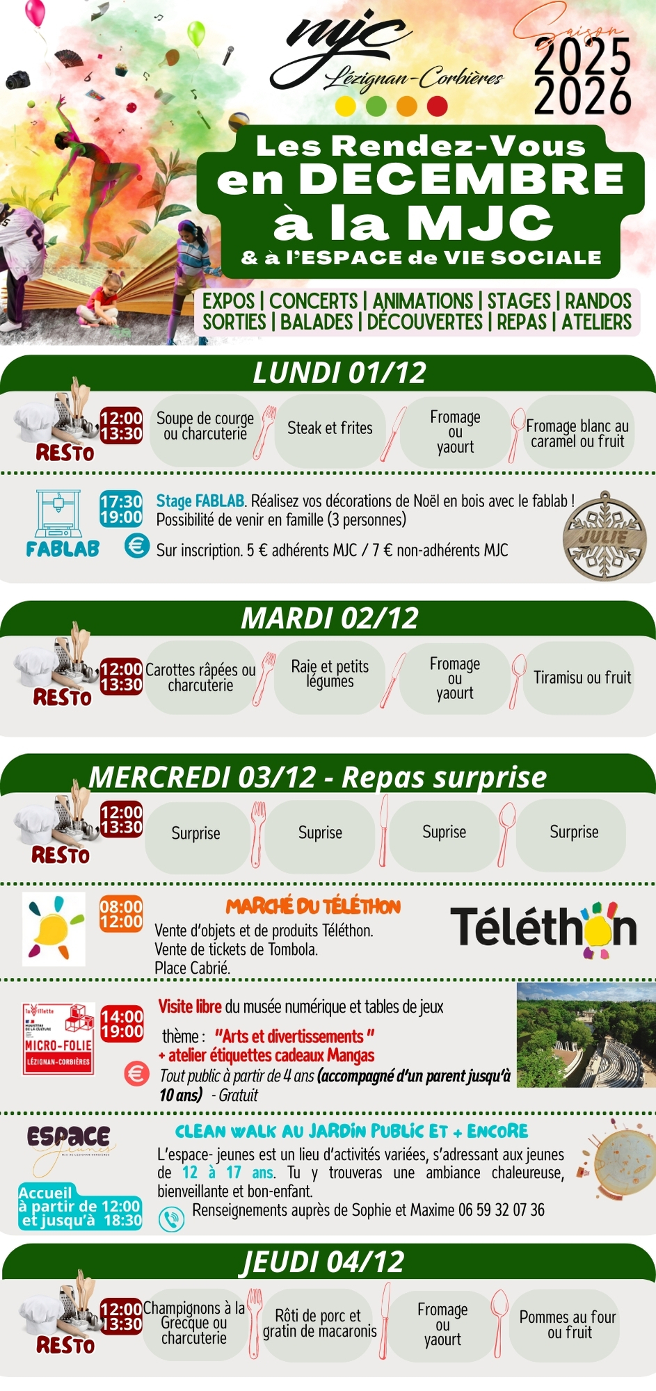 LES RENDEZ-VOUS DE LA MJC | Décembre 2025