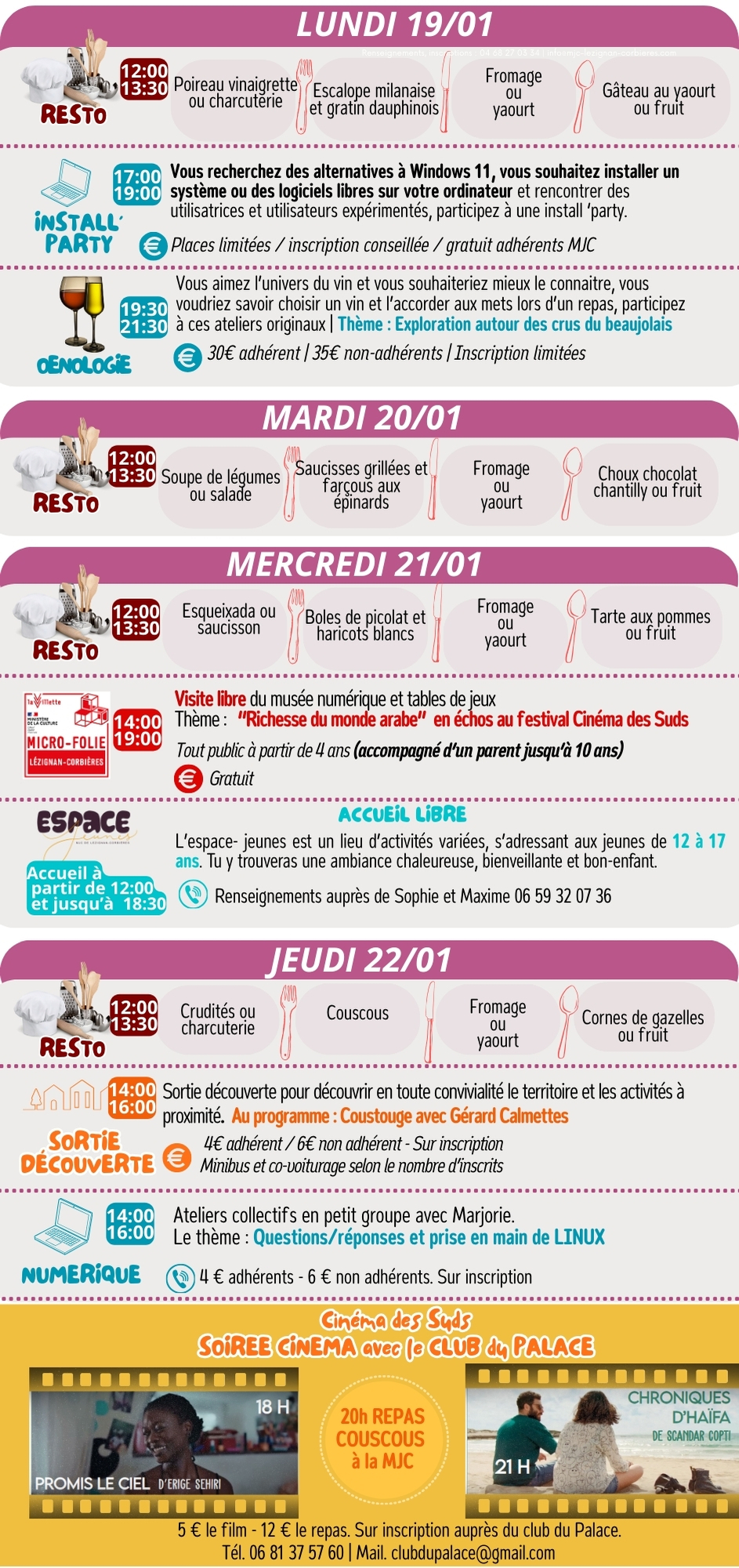 LES RENDEZ-VOUS DE LA MJC | Janvier 2026