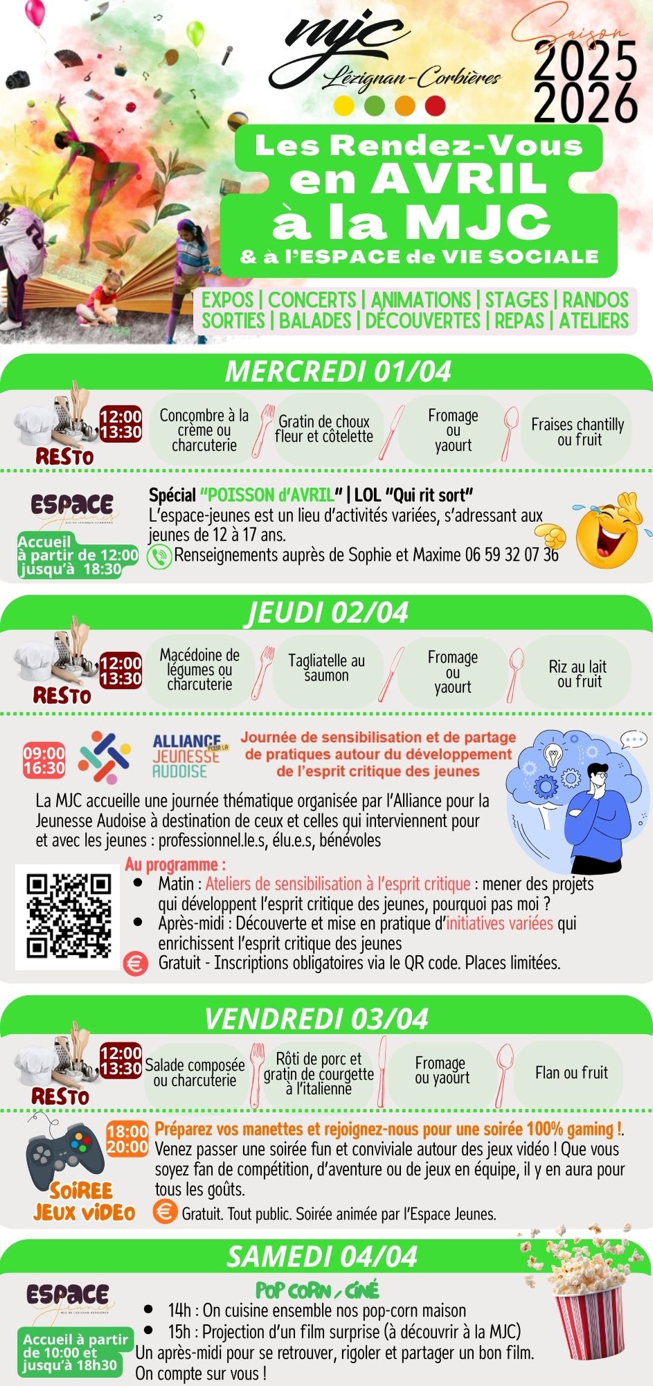 LES RENDEZ-VOUS DE LA MJC | Avril 2026