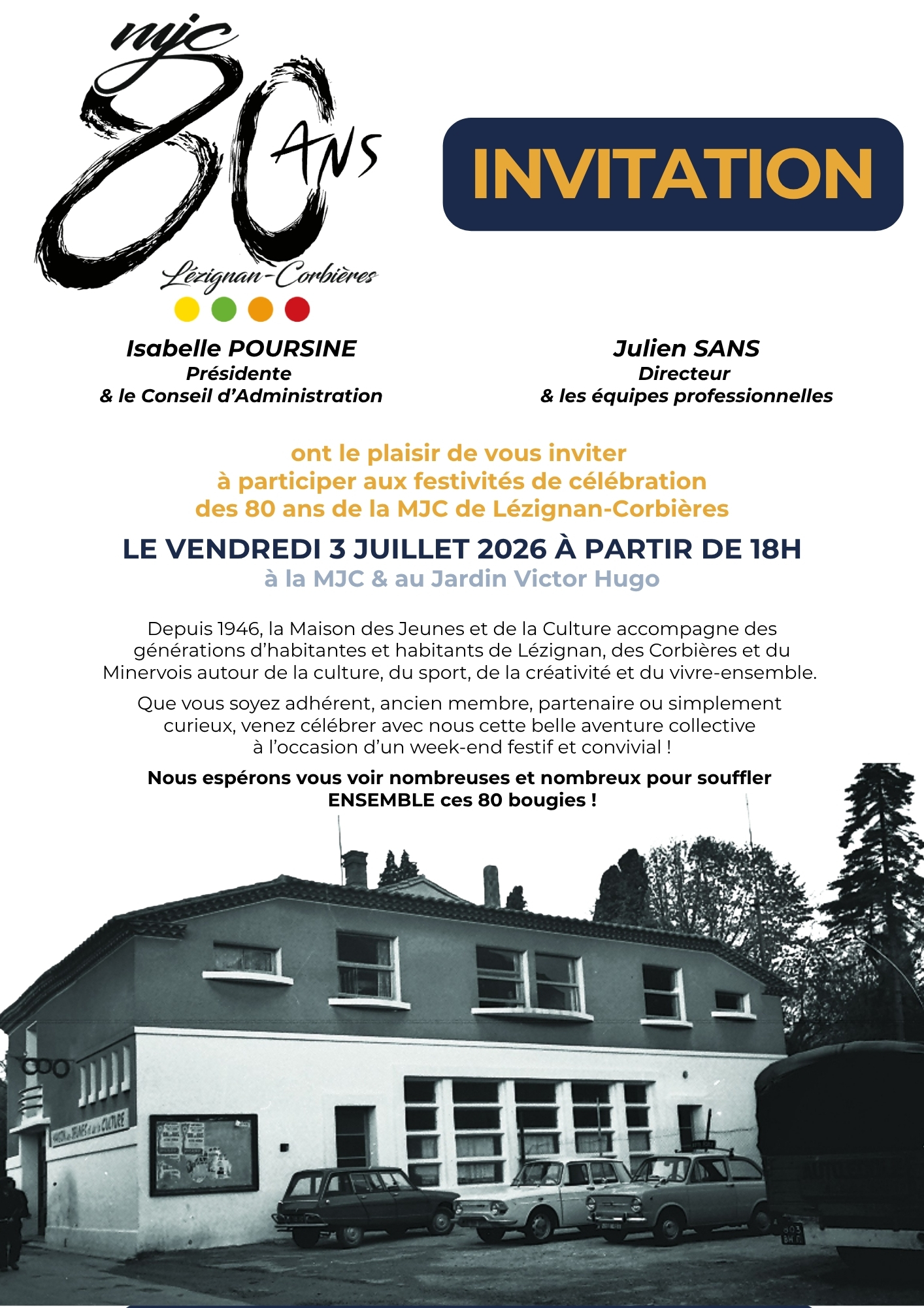 GRANDE FÊTE DES 80 ANS DE LA MJC | Vendredi 3 Juillet 2026