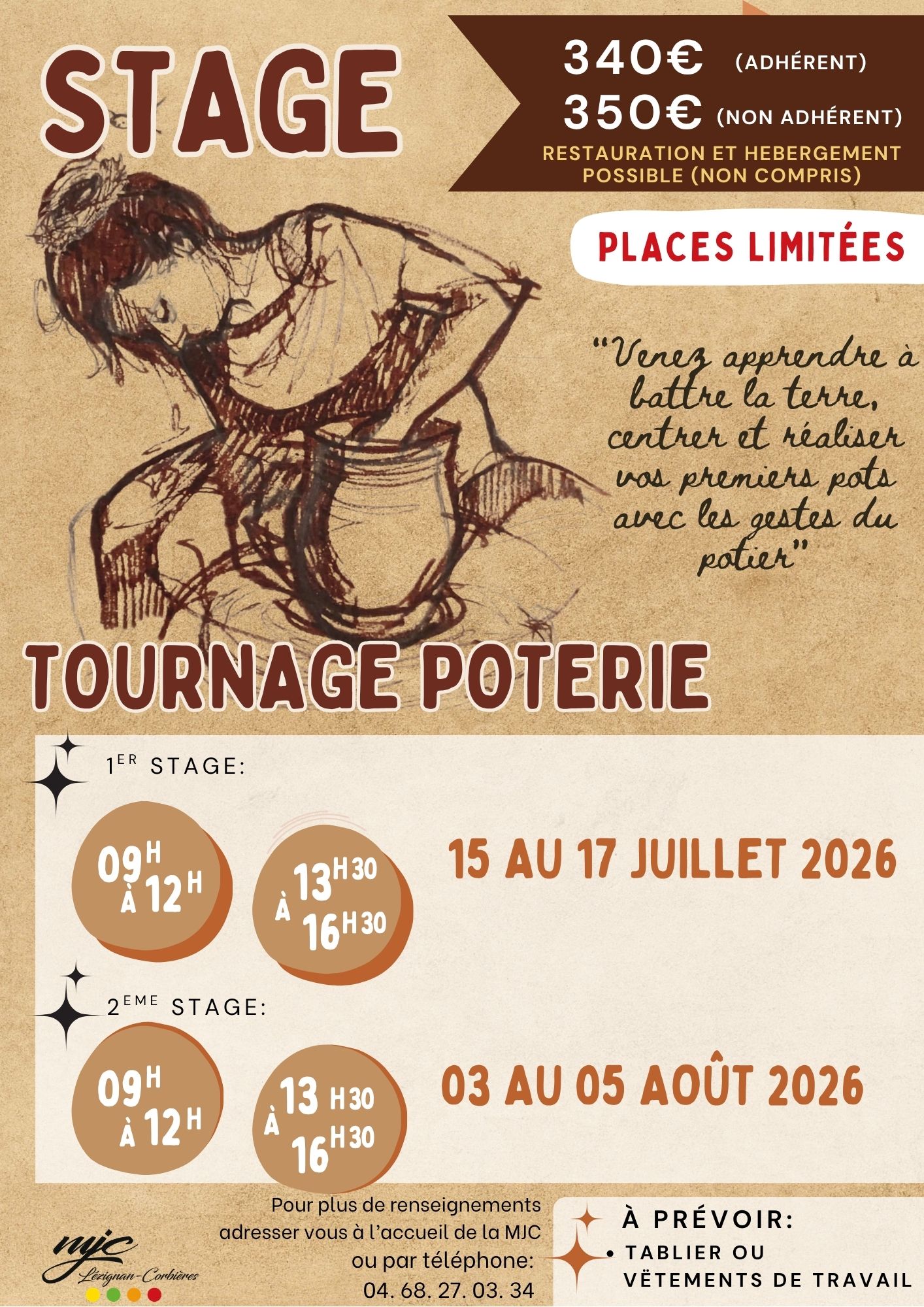 STAGE TOURNAGE POTERIE