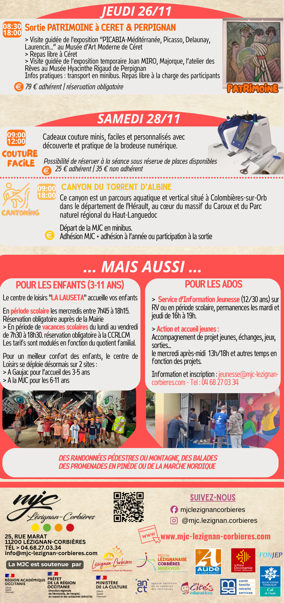 LES RENDEZ-VOUS DE LA MJC | Novembre 2026