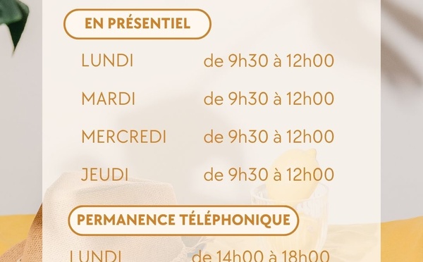 HORAIRES D'OUVERTURE ÉTÉ MJC
